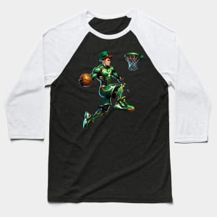 St Patrick's Day Irish Leprechaun Basketball Player Dunk Baseball T-Shirt